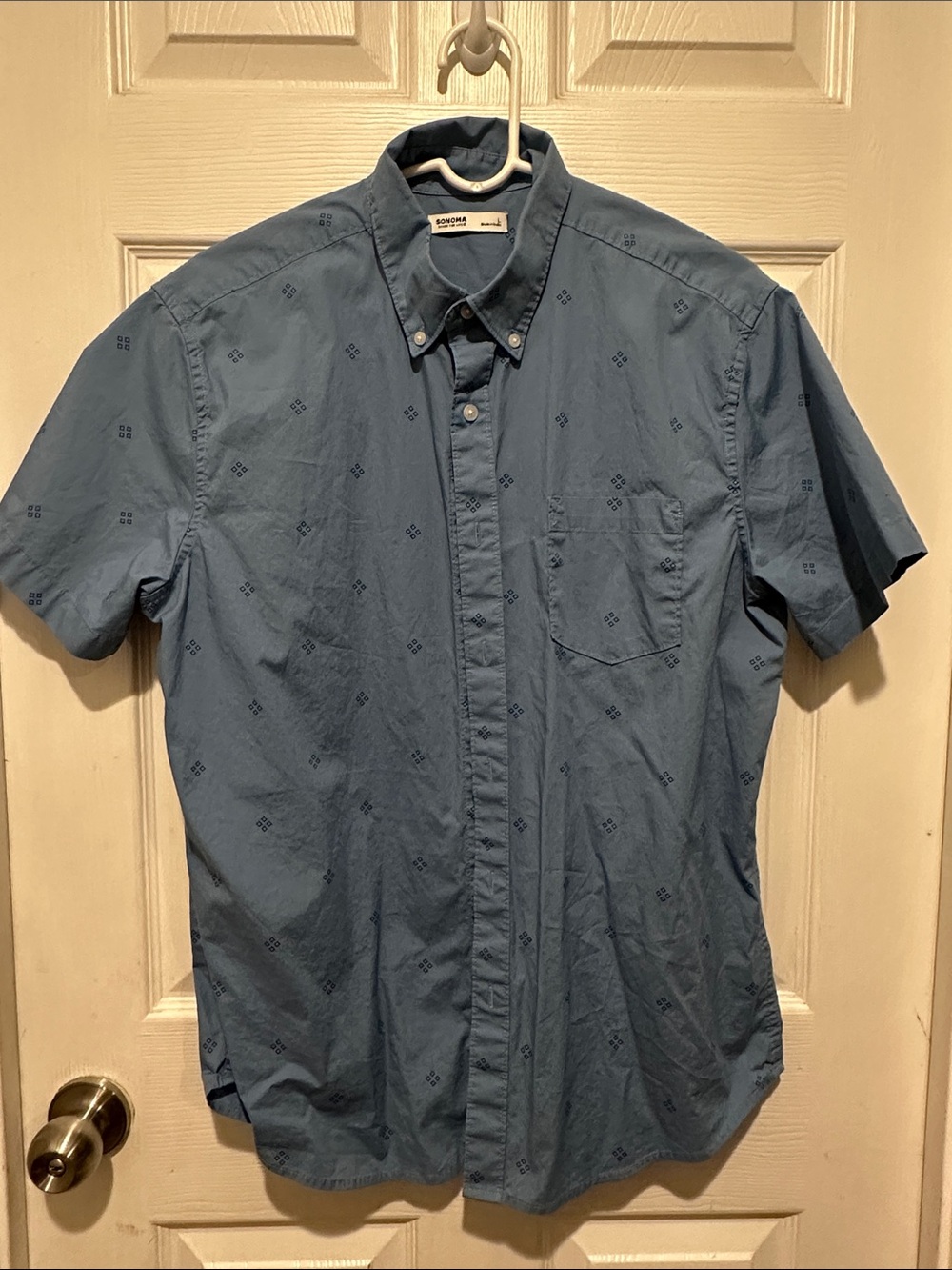 Sonoma Slate Blue Short-Sleeve Button-Down Shirt